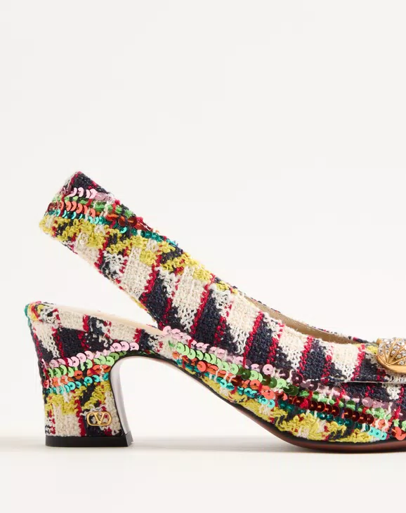 Valentino Adamantine Slingback Pumps In Tweed 60Mm - Image 2